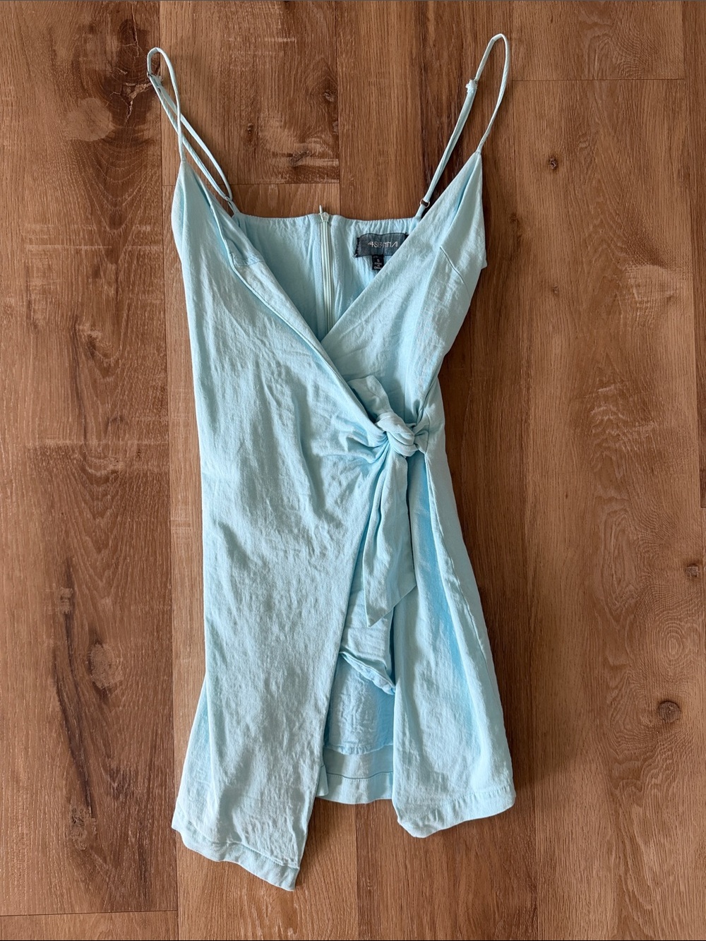 Nordstrom Pale Blue Wrap Mini Dress with Side Tie